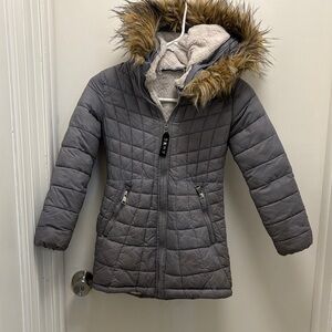 DKNY Girls Coat with faux fur lining.